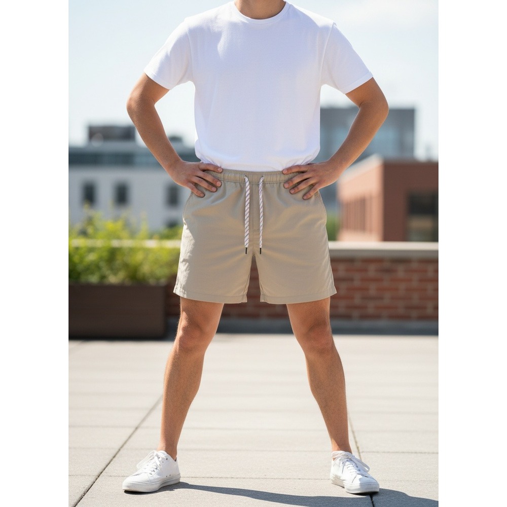 Chubbies Everywear Shorts Large Khaki Tan 6" Inseam Elastic Waist Casual Mens